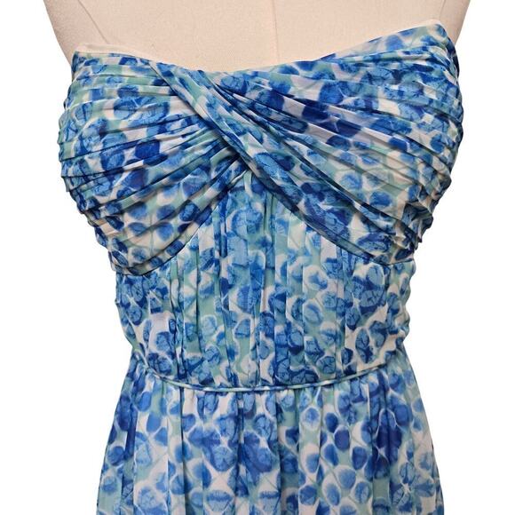 Shoshanna Womens Y2K Strapless Maxi Dress 4 Mermaidcore Watercolor Empire Waist - Picture 3 of 11